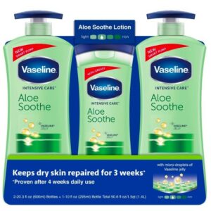 VASELINE Aloe Vera Body Lotion Set (600ML X 2Botol + 295ML X 1 Botol)