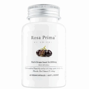 Viên uống hạt nho đen Unichi Rosa Prima Dark Grape Seed 26000mg 60 viên